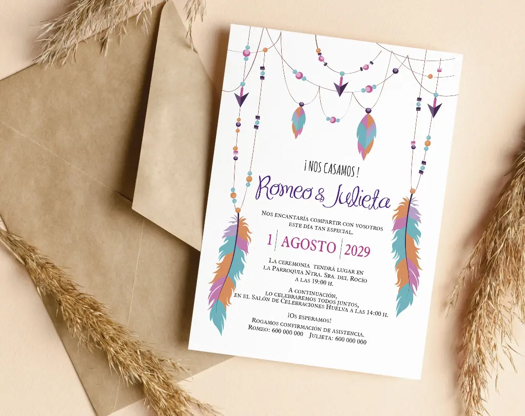 INVITACIONES DE BODA 51032 - INVITACIONES DE BODA BOHEMIA