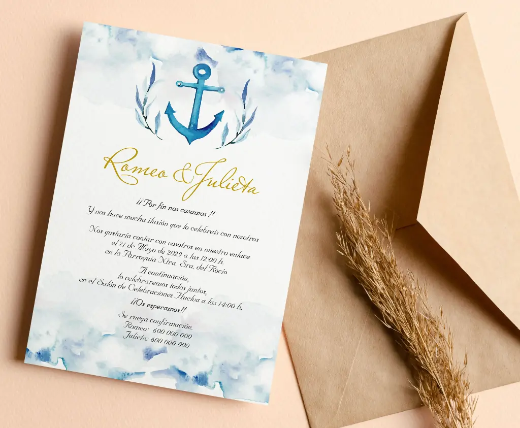 INVITACIONES DE BODA 51034 - INVITACIONES DE BODA MARINA