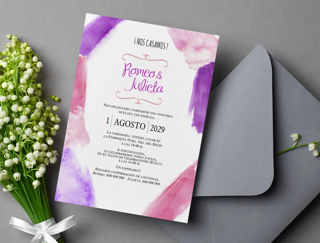 INVITACIONES DE BODA 51040 - INVITACIONES DE BODA ACUARELA